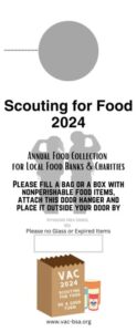 Scouting for Food 2024 Door Hanger, Voyageurs Area Council, Northern Minnesota, Wisconsin and Michigan, co-ed youth programs